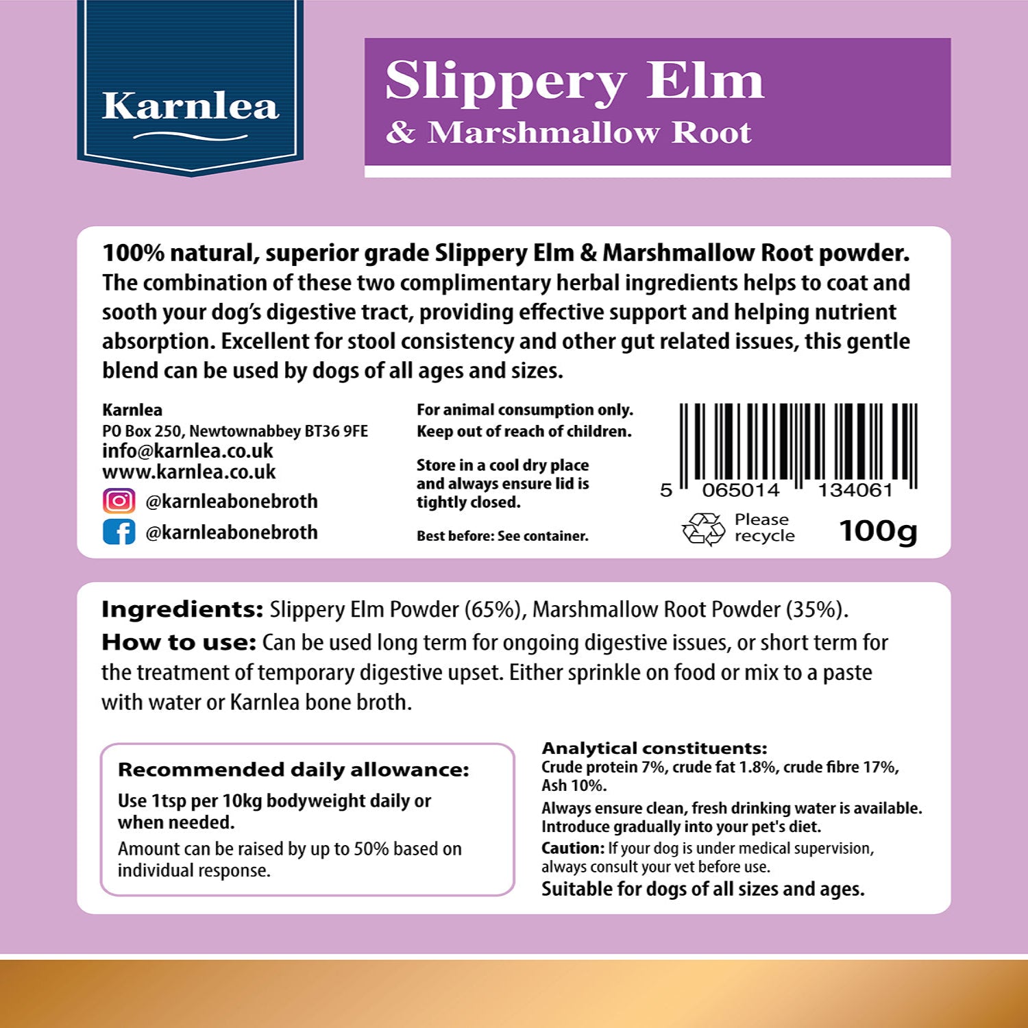 Karnlea Slippery Elm & Marshmallow Root 100g