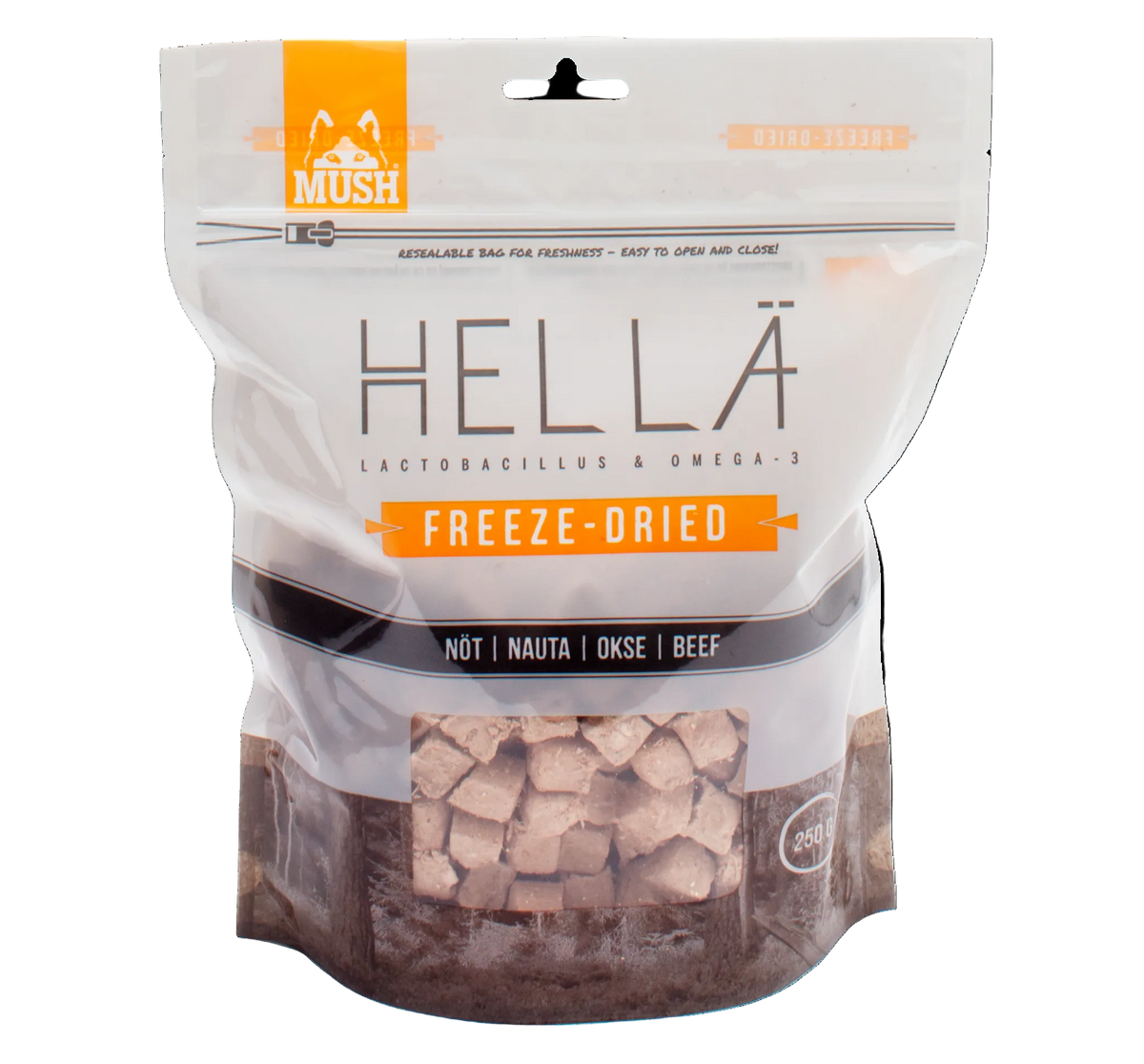 MUSH Hellä Frysetørket Fullfôr Storfe 250 g