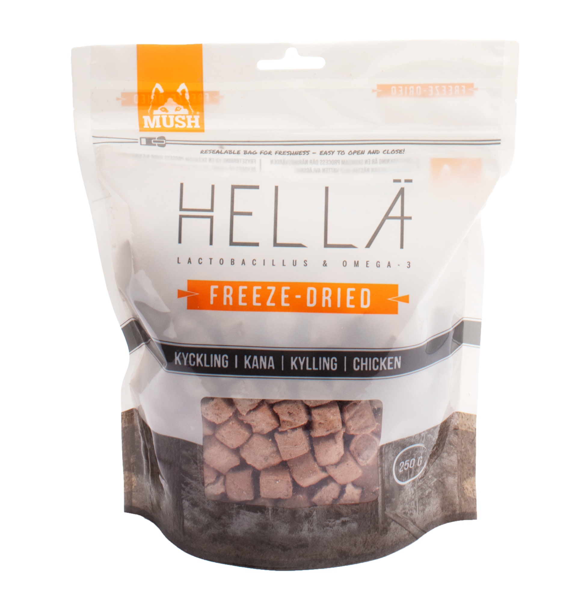 MUSH Hellä Frysetørket Fullfôr Kylling 250 g